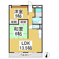 しなの鉄道 大屋駅 徒歩23分の賃貸マンション 3階2LDKの間取り
