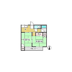 ハイツ常磐城 2階2Kの間取り