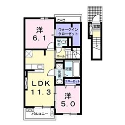 グランドハウス上田2 2LDKの間取図画像