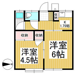 コヤマハイツ 2Kの間取図画像
