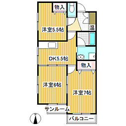 シンデンツインズ 3DKの間取図画像