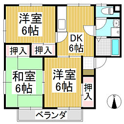 グリーンハイツ山口 3DKの間取図画像