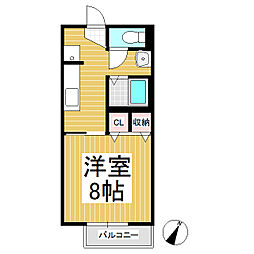 シェソワ常入 1Kの間取図画像