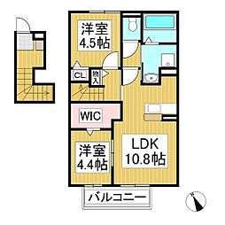 エリア66N 2LDKの間取図画像