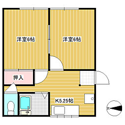 上信荘 2DKの間取図画像