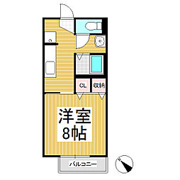 サープラスエスポワール 1Kの間取図画像