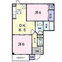 プランドール 2DKの間取図画像