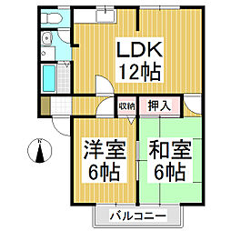サンビレッジ上田原A 2LDKの間取図画像