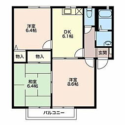 グランドディアスB 3DKの間取図画像