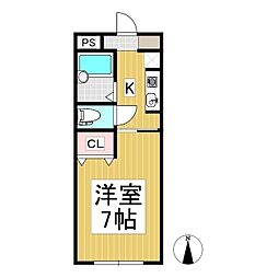 セピアコート 1Kの間取図画像