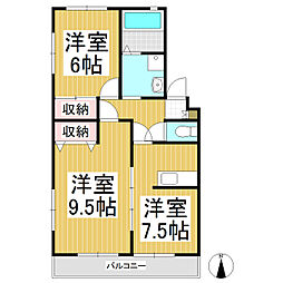 ロイヤルヒルズ古里 2DKの間取図画像