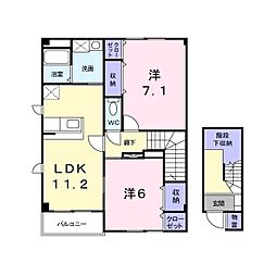 イリーデシエル 2LDKの間取図画像