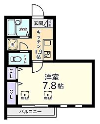 フルハウス 1階1Kの間取り