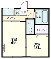 藤和ハイツ 2階2Kの間取り