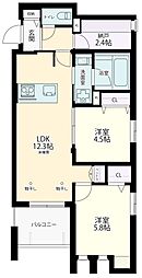 川崎市多摩区登戸マンション 2SLDKの間取図画像
