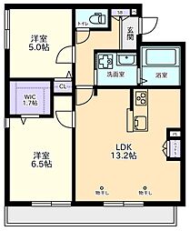 リアン橋本台1 2LDKの間取図画像