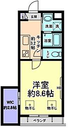 アビタシオンアッピ 1Kの間取図画像