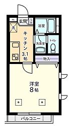 メゾンル・モンド 1Kの間取図画像