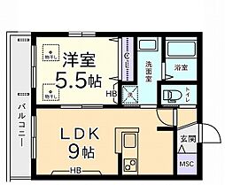 モンシェール 1DKの間取図画像