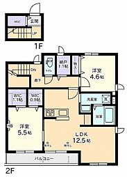 静苑テラス 2LDKの間取図画像