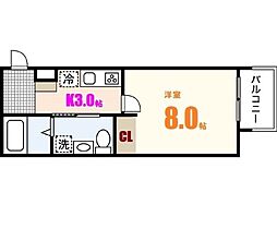 reve上安 1Kの間取図画像