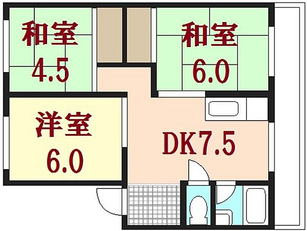 御堂マンション ｜広島県広島市安佐南区八木9丁目(賃貸マンション3DK・4階・50.50㎡)の写真 その2