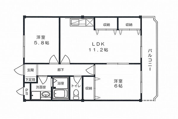 コンフォート22 ｜広島県広島市安佐南区川内6丁目(賃貸マンション2LDK・2階・56.50㎡)の写真 その2