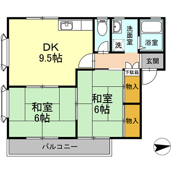 レヂデンス岡田　Ａ ｜広島県広島市東区温品3丁目(賃貸アパート2DK・1階・48.62㎡)の写真 その2