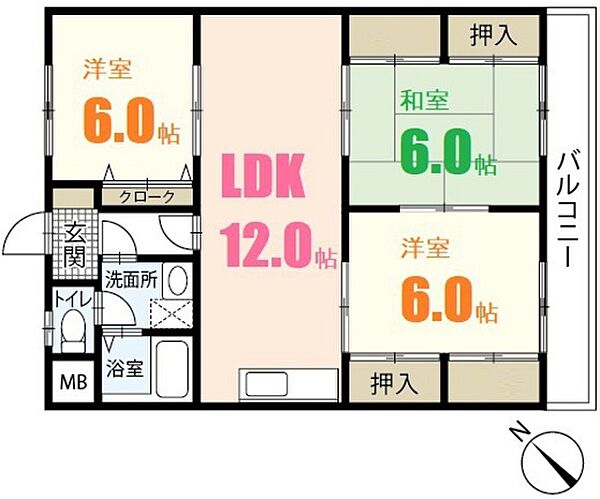 エソール西本 ｜広島県広島市安佐南区八木4丁目(賃貸アパート3LDK・4階・67.00㎡)の写真 その2