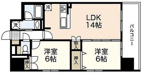 ウイング宝町セカンド ｜広島県広島市中区宝町(賃貸マンション2LDK・16階・57.37㎡)の写真 その2