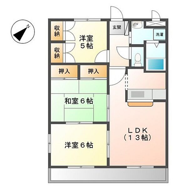 フォレストハイムＤ ｜広島県広島市安佐南区川内2丁目(賃貸マンション3LDK・1階・65.47㎡)の写真 その2