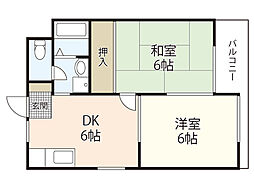 ベルメゾン田方 3階2DKの間取り