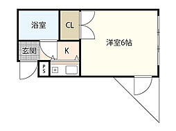 キューブ井口台 1Kの間取図画像