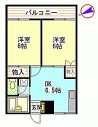 シャトーエスポワール 2階2DKの間取り