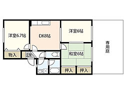 ドルフ井口台B棟 1階3DKの間取り