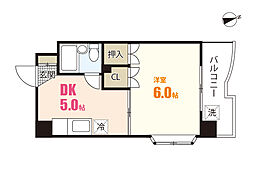 グレース中田 1DKの間取図画像