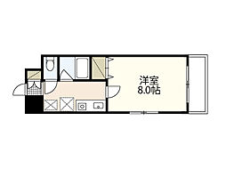 シャローム五日市 2階1Kの間取り