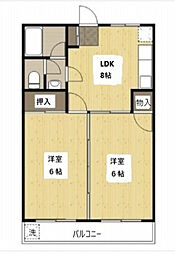 コーポ乗松 3階2DKの間取り
