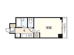 広瀬北ビル 5階ワンルームの間取り
