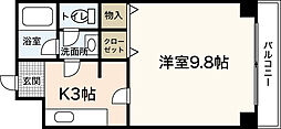 グランドール倭 2階1Kの間取り