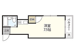 サンズビル 2階1Kの間取り