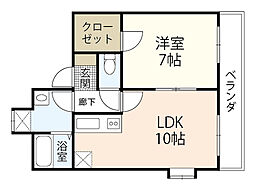 コーポA&H 3階1LDKの間取り