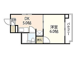 武井ビル 3階1DKの間取り