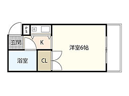 キューブ井口台 1Kの間取図画像
