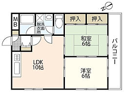 ひらいちビル3 1階2LDKの間取り