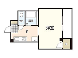 十日市ふじビル 3階1Kの間取り
