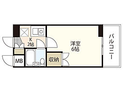 ミントビル 5階1Kの間取り
