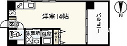 広島電鉄6系統 舟入川口町駅 徒歩2分の賃貸マンション 6階ワンルームの間取り