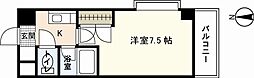Ｖｉｌｌａ大芝 7階1Kの間取り