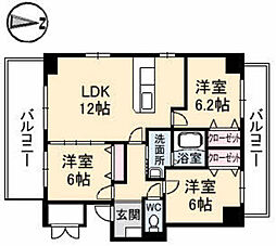 ヴィラージュ緑井 5階3LDKの間取り